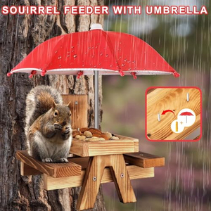 Mangeoire pour écureuils en bois carbonisé avec parasol, mangeoire pour écureuils, table de pique-nique pour l'extérieur, mangeoire pour chipmunks imperméable - Product Image 3