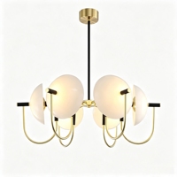 Lampe suspendue en verre semi-circulaire moderne minimaliste personnalisée, LED à intensité variable, lustre pour hôtel, villa, salon, décoration