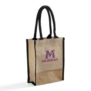 Durable <b>Small</b> Jute Blend Tote <b>Bags</b> Edge Trim Full <b>Side</b> Fixed Shape School Church Wedding Corporate Birthday Gift <b>Bags</b> - Product Image 2