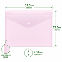 Porte-documents en plastique PP A4 avec logo personnalisé, épaisseur 0,18 mm, imperméable, avec bouton pression, pour l'école et le bureau