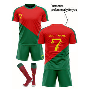 Ensemble de maillot et short de football personnalisé deux pièces unisexe respirant grande taille à séchage rapide 7 uniformes d'entraînement pour équipes de match - Product Image 1