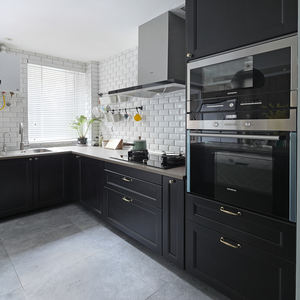 Mueble de <span class=keywords><strong>Cocina</strong></span> Estilo Shaker Moderno Europeo, Venta al por Mayor, Madera Maciza Pintada con Fregadero, Grifo y Encimera de Mármol - Product Image 2