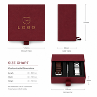 Boîte à tiroir ondulée de luxe personnalisée bordeaux avec logo doré en feuille d'or et vernis sélectif UV, boîte cadeau coulissante en papier rigide pour emballage de bijoux et montres OEM