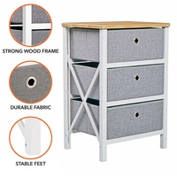 Meubles de salon : armoire de rangement en bois pliable à 3 tiroirs, commode en tissu, table de chevet, table d'appoint, vente chaude