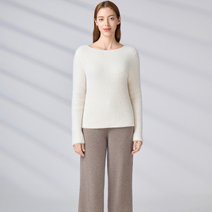 Suéter de Punto para Mujer, Cuello Redondo, Manga Larga, Color Sólido Minimalista, Grueso y Suave para Invierno, Prenda de Punto para Dama, OEM - Product Image 3