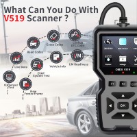 Nueva llegada V519 Auto OBD 2 lector de código completo coche OBD2 escáner con función de analizador de motor ABS completo 1 año de garantía