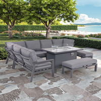 Ensembles de table de foyer de canapé d'angle de jardin en aluminium Fimous table de foyer 9 places gris foncé