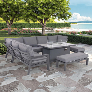 Ensembles de table de foyer de canapé d'angle de jardin en aluminium Fimous table de foyer 9 places gris foncé - Product Image 3