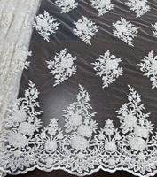 Tela de tul bordada con cuentas y lentejuelas para novias, de doble cara, pesada, lisa, con bordado a máquina, ideal para bodas - ¡Venta caliente!