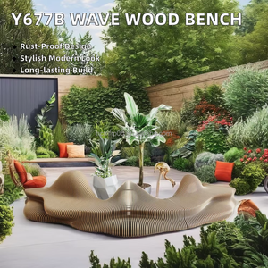 Panca Moderna Personalizzata in Legno Ondulato, Sedia Artistica alla Moda per Interni/Esterni, Ideale per Sala <span class=keywords><strong>d</strong></span>'<span class=keywords><strong>Attesa</strong></span> Ospedaliera e Decorazione - Product Image 3