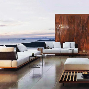 Conjunto de Muebles de Jardín Modernos para Patio, Sofá Combinado en Forma de L de Madera de Teca para Exteriores - Product Image 4