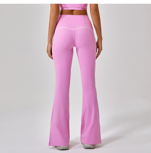 G TOP Pantalones de yoga con corte de <span class=keywords><strong>pierna</strong></span> de retales de color para mujer Pantalones acampanados de compresión lindos con trasero de melocotón - Product Image 1