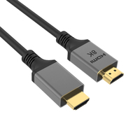 Cable Ultra High Speed 2.1 de 48 Gbps, 8K a 60 Hz, 4K a 120 Hz, Blindado, Cobre Estañado, Macho-Macho, Carcasa de Aluminio Gris, Chapado en Oro, para Computadora