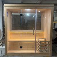 Kabin Sauna Kayu Cedar Hemlock Elektrik Tradisional dengan Tungku Batu, Ukuran Besar untuk Penggunaan Luar Ruangan, Ruang Uap, Sauna Kering