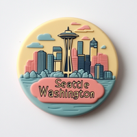 Nouveaux Aimants de Réfrigérateur Personnalisés en Résine, Artisanat d'Impression UV, Design 3D, Prix de Gros, Décorations de Voyage France Seattle