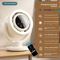 Ventilateur portable rechargeable avec grande batterie, alimenté par USB, télécommande, commande vocale intelligente, minuterie, oscillation, circulation d'air et lampe