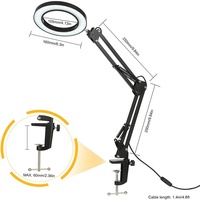 Lampe de bureau moderne, simple et multifonctionnelle, neuve d'usine, 12W DC5V, flexible, à intensité variable, avec bras articulé et loupe