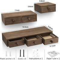 Armoire d'apothicaire multi-usages en noyer patiné avec étagères flottantes et tiroir
