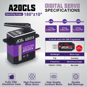 AGFRC Motor Digital RC sin Núcleo de Metal de 7.5kg y Alta Velocidad (0.08s) para Coches y Aviones a Escala 1/24 - Piezas para Aviones RC - Product Image 4