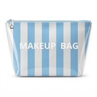 Tas Makeup PVC Bergaris Siap Kirim, Tahan Air, Kapasitas Besar, Ringan, Clutch Fashion, Serbaguna, Trendi
