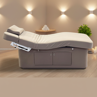 Table de Massage Électrique Moderne Beige à 2 Moteurs pour Soins Corporels en Salon de Beauté, Chaise Cosmétique, Lit de Spa Facial avec Espace de Rangement - Offre Spéciale
