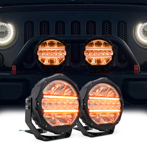 9 inch đen vòng <span class=keywords><strong>Led</strong></span> Đèn Pha offroad lái xe ánh sáng Spotlight với trắng DRL & hổ phách bật ánh sáng cho 4x4 offroad,ATV,UTV, xe tải - Product Image 1