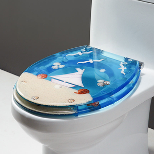 Sièges de toilette de haute qualité, design moderne et unique, en <span class=keywords><strong>résine</strong></span> transparente colorée, acier inoxydable, charnière à ouverture frontale, fermeture douce - Product Image 5