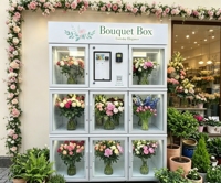 Distributeur automatique de bouquets de fleurs en libre-service, paiement par carte et QR, kiosque réfrigéré, humidification, écran tactile