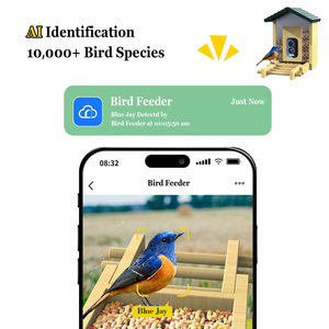 Handmade năng lượng mặt trời Bulit-in <span class=keywords><strong>Wifi</strong></span> máy ảnh bằng Gỗ Ngoài Trời Bird Feeder 5MP HD ai nhận dạng thông minh tự động Bird Feeder - Product Image 5