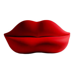 تصميم جديد أنيق لغرفة الانتظار صالون تجميل 3 مقاعد أريكة جلدية وردية بيضاء على شكل شفة - Product Image 6