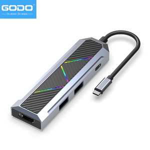 Adaptateur multiport GODO <span class=keywords><strong>RGB</strong></span> 4 en 1 100W Power Delivery 4K HDMI double USB 3.0, station d'accueil USB C pour ordinateur portable - Product Image 6