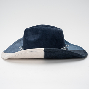 Sombrero Vaquero Occidental de Gamuza Premium con Bloques de Color, Estilo Vintage Desgastado, Fedora Elegante para Fiestas y Uso Casual al Aire Libre - Product Image 3