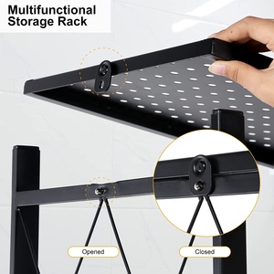 Estante de almacenamiento plegable de Metal, gran capacidad, 4 niveles, unidad de estantería plegable con ruedas de freno rodante - Product Image 4