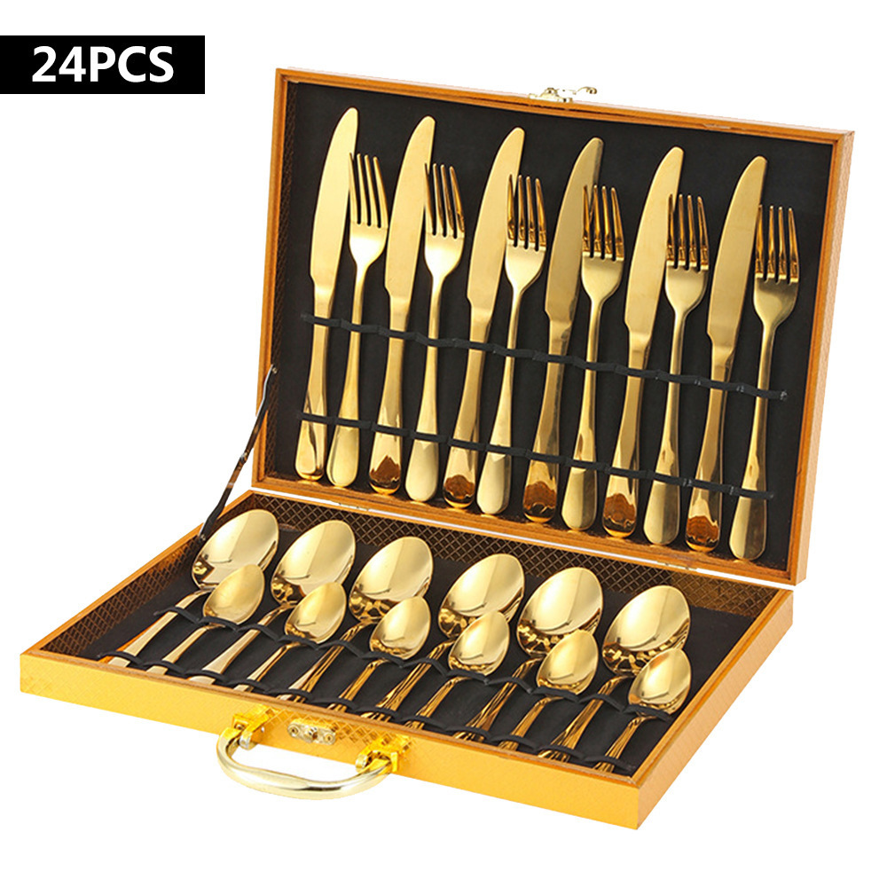 Gold 24 pcs with woden box