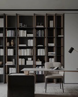 Étagère intégrée de style grille moderne, bibliothèque de salon blanche personnalisée
