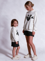 Sweat-shirt imprimé tricoté à col montant Mommy&me pour femmes et adolescentes 2026 – Pull d'hiver ample et court à manches longues, style doux