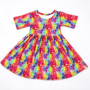 Vestido de Niña con Estampado de Seda de Leche OEM ODM, Vestido con Volantes, Vestido Casual de Princesa para Niñas Pequeñas - Product Image 5