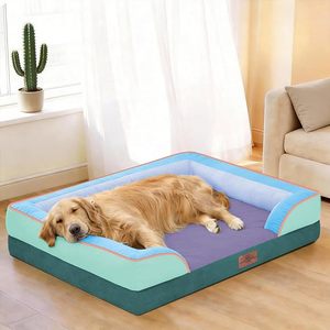 Cuccia per Cani di Lusso Grande Rettangolare con Copertura Rimovibile Impermeabile in Poliestere, Imbottitura in Schiuma a Nido d'Ape Ortopedica per Uso Estivo - Product Image 1