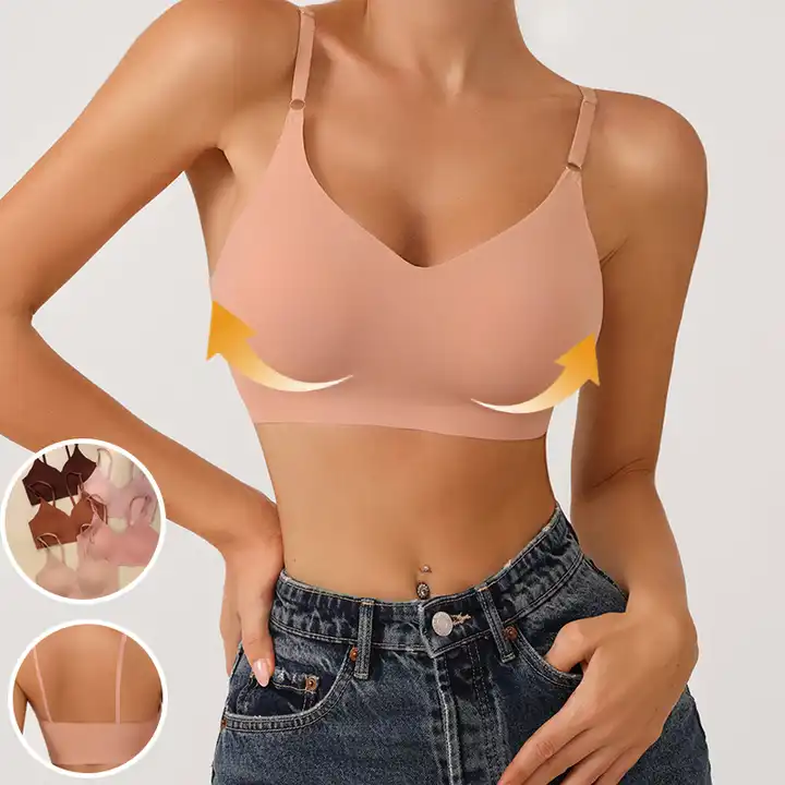 Sharicca Summer Laser Cut Seamless Wireless Push Up Bra Basic Crop Top Por  Mayor Padded Women Brassier Ice Silk Seamless Bra