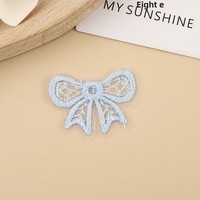 Patch en tissu brodé en dentelle d'organza couleur macaron, avec nœud et découpes en maille transparente, pour accessoires capillaires, garnitures de vêtements DIY et embellissements