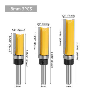 LAVIE Mèche à <span class=keywords><strong>queue</strong></span> affleurante <span class=keywords><strong>de</strong></span> 8mm avec mèches <span class=keywords><strong>de</strong></span> routeur à roulement <span class=keywords><strong>Fraise</strong></span> à bois - Product Image 3