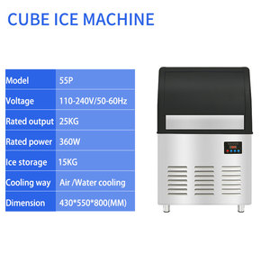 Máquina de Hielo Comercial de 25 kg/24 h, Máquina de Hielo en Cubos de Acero Inoxidable con Enfriamiento por Aire para Bares, Restaurantes y Hoteles, 110 V 220 V - Product Image 2