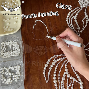 Kit de perles ABS de couleurs variées CY, boîte DIY, accessoires de décoration pour ongles, demi-perles rondes plates en plastique - Product Image 6