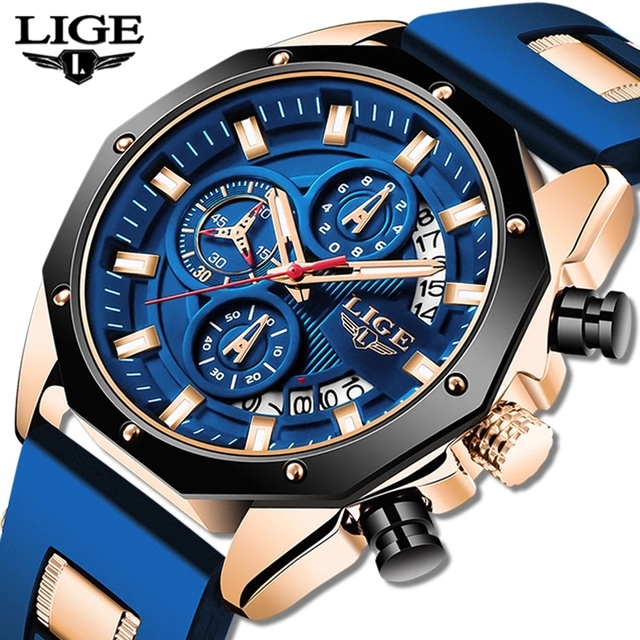 Lige 8908 Design Men Quartz Watches Big Dial Chrono Water Resist Mens Business Fashion Casual Original Wrist Watch for Male