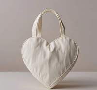 Sacs à bandoulière personnalisés en forme de cœur, sacs fourre-tout en toile de coton épaisse et unie, sacs à main tendance pour femmes