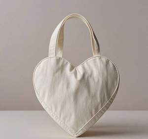 Tùy Chỉnh Sling Túi Hình Trái Tim Túi Đồng Bằng Dày Thời Trang Phụ Nữ Bông Vải Tote Của Phụ Nữ Vai Túi - Product Image 3