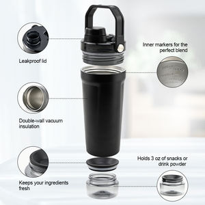定制徽标 20 盎司双层金属摇摇杯 20 盎司不锈钢水瓶 健身房健身锻炼粉混合器 蛋白质摇摇瓶 - Product Image 3