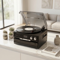 Tourne-disque vinyle, platine 3 vitesses portable avec étui de transport, 2 haut-parleurs intégrés, sortie RCA, sortie AUX, sortie casque