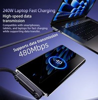 Cable de Carga Rápida de 240W con Trenzado de Nailon, Soporte para Teléfono, Codo de 90°, Rotación de 360°, Multiángulo, Tipo-C para Juegos en iPhone