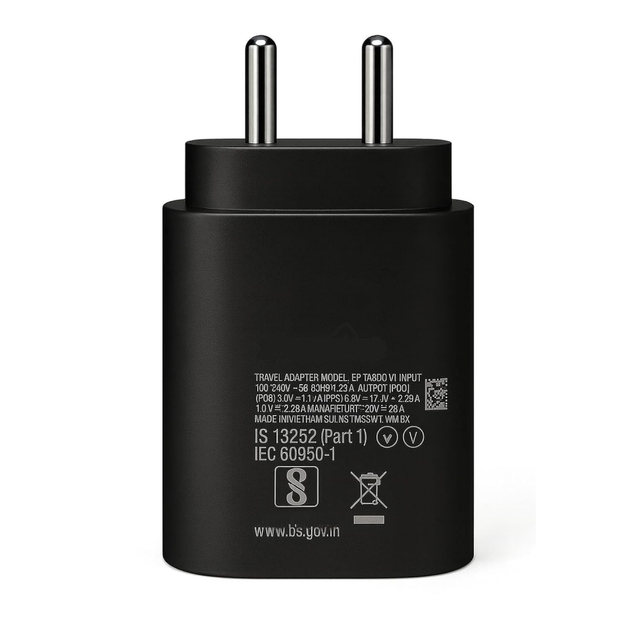 India Plug 25W PD 3.0 Type-C to C Fireproof 5V/3A Super Fast Adapter Charger 2025 for S/A/M/F/Z Series Laptop & Smart Watch